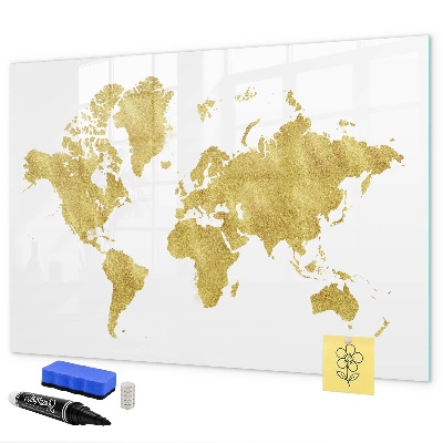 Pizarra borrable de cristal con imanes Mapa del mundo con espacio para fotos