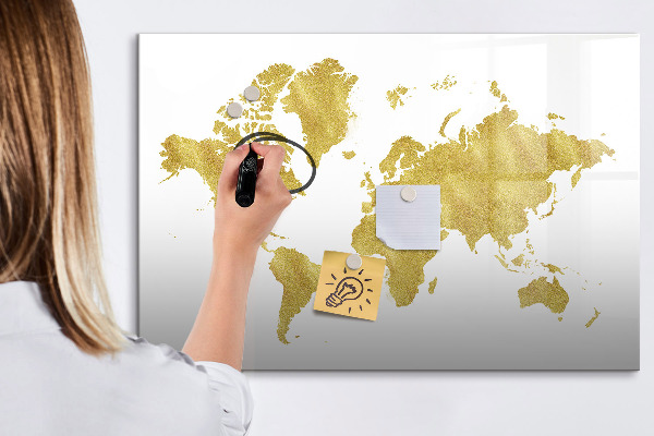 Pizarra borrable de cristal con imanes Mapa del mundo con espacio para fotos