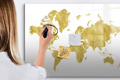 Pizarra borrable de cristal con imanes Mapa del mundo con espacio para fotos