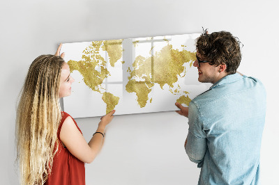 Pizarra borrable de cristal con imanes Mapa del mundo con espacio para fotos