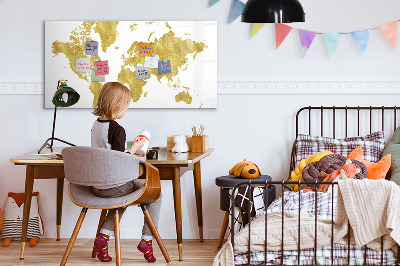 Pizarra borrable de cristal con imanes Mapa del mundo con espacio para fotos