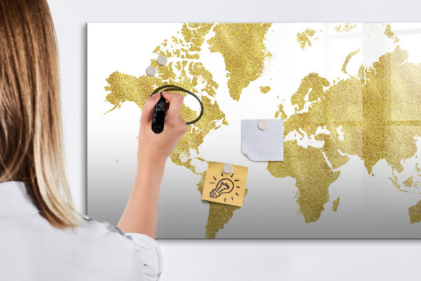 Pizarra borrable de cristal con imanes Mapa del mundo con espacio para fotos