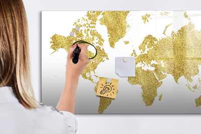 Pizarra borrable de cristal con imanes Mapa del mundo con espacio para fotos