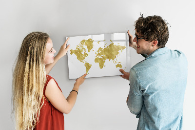 Pizarra borrable de cristal con imanes Mapa del mundo con espacio para fotos