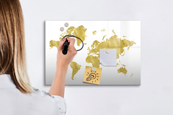 Pizarra borrable de cristal con imanes Mapa del mundo con espacio para fotos