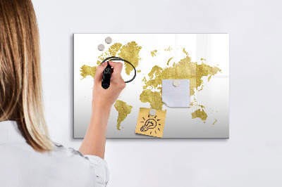 Pizarra borrable de cristal con imanes Mapa del mundo con espacio para fotos