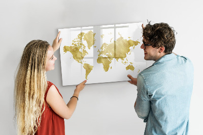 Pizarra borrable de cristal con imanes Mapa del mundo con espacio para fotos