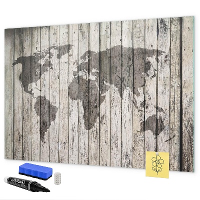 Pizarra borrable de cristal con imanes Mapa del mundo con espacio para fotos
