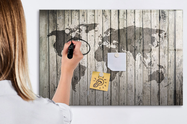 Pizarra borrable de cristal con imanes Mapa del mundo con espacio para fotos