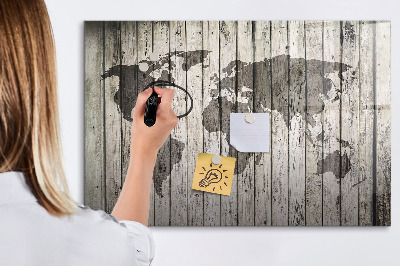 Pizarra borrable de cristal con imanes Mapa del mundo con espacio para fotos