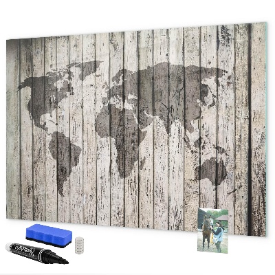 Pizarra borrable de cristal con imanes Mapa del mundo con espacio para fotos