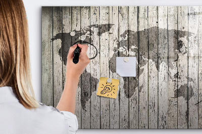 Pizarra borrable de cristal con imanes Mapa del mundo con espacio para fotos
