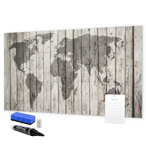 Pizarra borrable de cristal con imanes Mapa del mundo con espacio para fotos