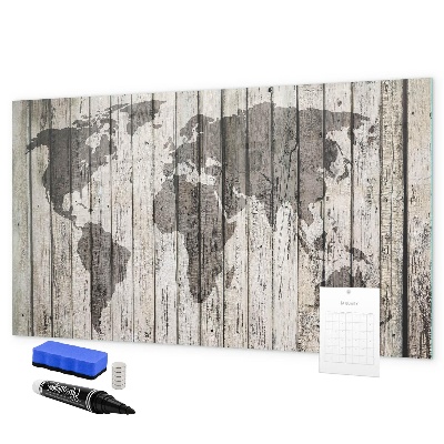 Pizarra borrable de cristal con imanes Mapa del mundo con espacio para fotos