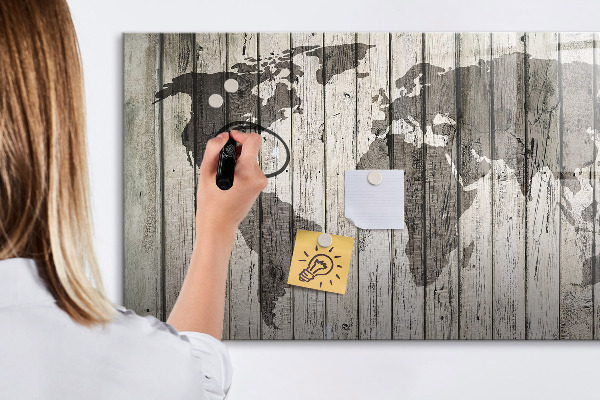 Pizarra borrable de cristal con imanes Mapa del mundo con espacio para fotos