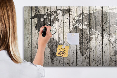 Pizarra borrable de cristal con imanes Mapa del mundo con espacio para fotos
