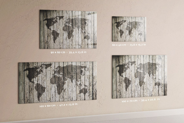 Pizarra borrable de cristal con imanes Mapa del mundo con espacio para fotos
