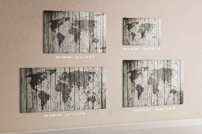 Pizarra borrable de cristal con imanes Mapa del mundo con espacio para fotos