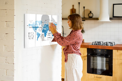 Pizarra magnética de pared con rotulador Mapa del mundo para personalizar fotos