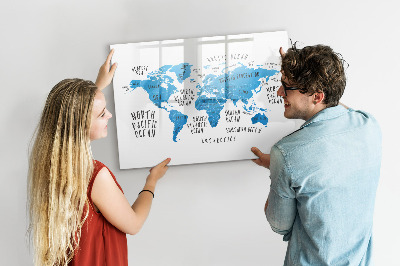Pizarra magnética de pared con rotulador Mapa del mundo para personalizar fotos