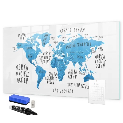 Pizarra magnética de pared con rotulador Mapa del mundo para personalizar fotos
