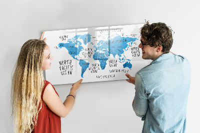 Pizarra magnética de pared con rotulador Mapa del mundo para personalizar fotos