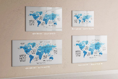 Pizarra magnética de pared con rotulador Mapa del mundo para personalizar fotos