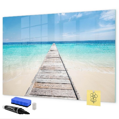 Pizarra magnética de pared con rotulador Una playa con recuerdos y fotos
