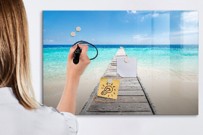 Pizarra magnética de pared con rotulador Una playa con recuerdos y fotos