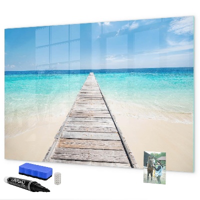 Pizarra magnética de pared con rotulador Una playa con recuerdos y fotos