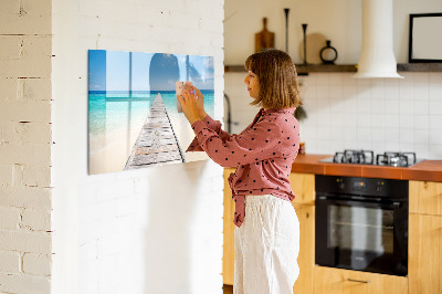 Pizarra magnética de pared con rotulador Una playa con recuerdos y fotos