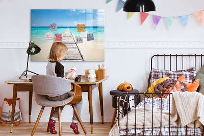 Pizarra magnética de pared con rotulador Una playa con recuerdos y fotos