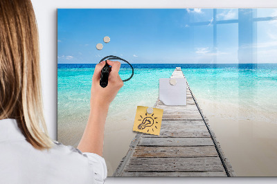 Pizarra magnética de pared con rotulador Una playa con recuerdos y fotos