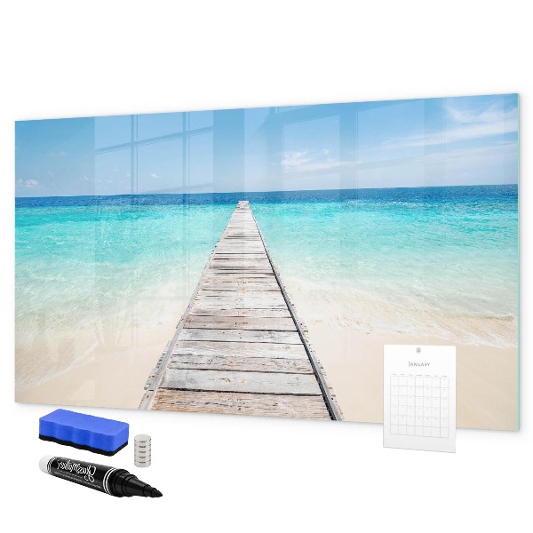 Pizarra magnética de pared con rotulador Una playa con recuerdos y fotos