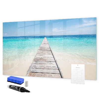 Pizarra magnética de pared con rotulador Una playa con recuerdos y fotos