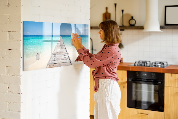 Pizarra magnética de pared con rotulador Una playa con recuerdos y fotos