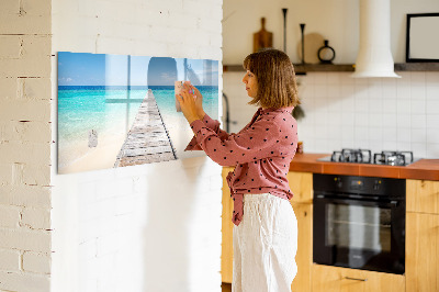 Pizarra magnética de pared con rotulador Una playa con recuerdos y fotos