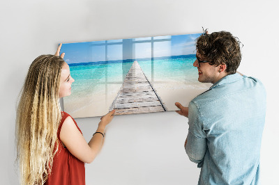 Pizarra magnética de pared con rotulador Una playa con recuerdos y fotos