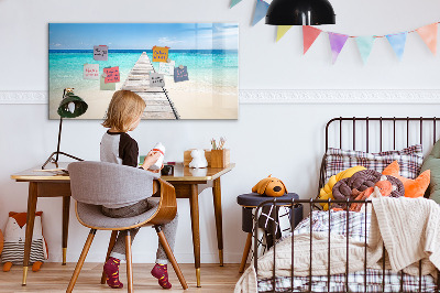 Pizarra magnética de pared con rotulador Una playa con recuerdos y fotos