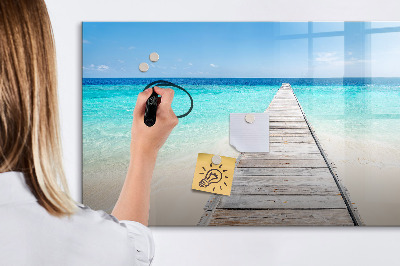 Pizarra magnética de pared con rotulador Una playa con recuerdos y fotos