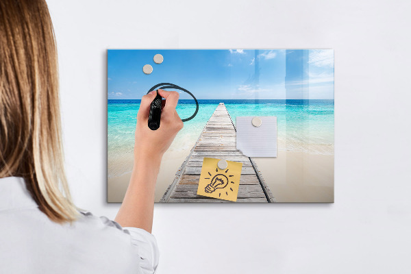 Pizarra magnética de pared con rotulador Una playa con recuerdos y fotos