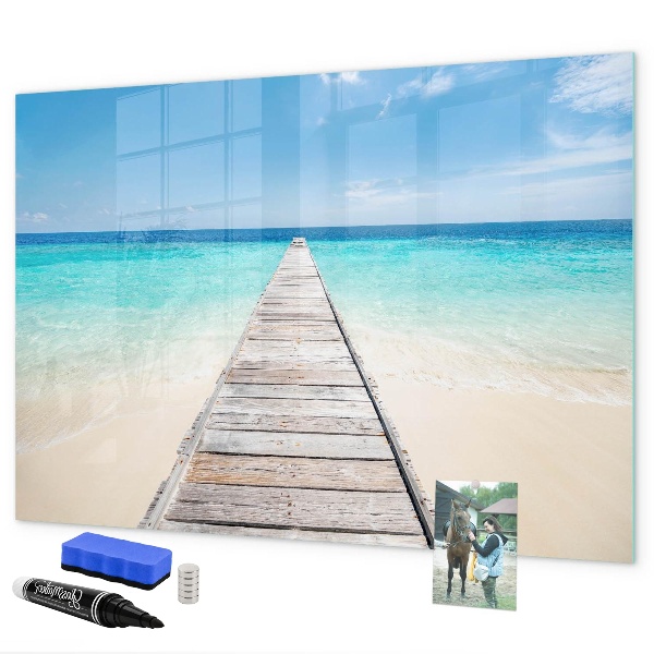Pizarra magnética de pared con rotulador Una playa con recuerdos y fotos