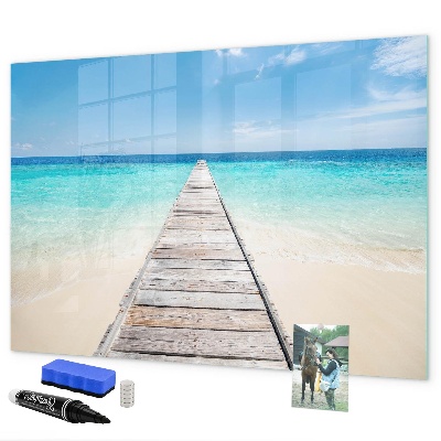 Pizarra magnética de pared con rotulador Una playa con recuerdos y fotos