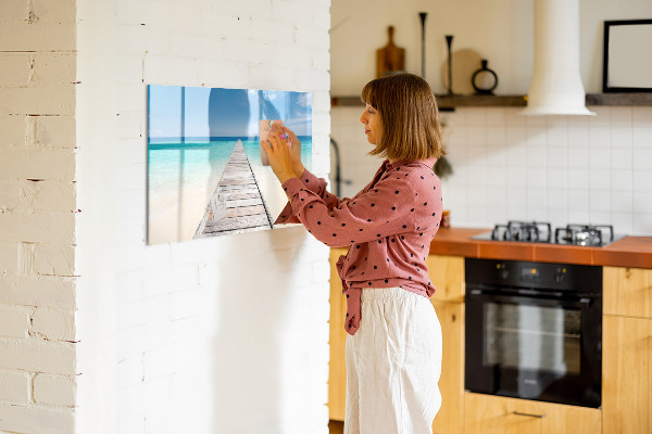 Pizarra magnética de pared con rotulador Una playa con recuerdos y fotos