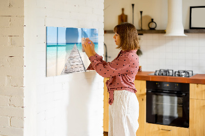 Pizarra magnética de pared con rotulador Una playa con recuerdos y fotos