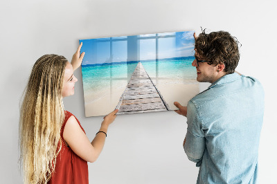 Pizarra magnética de pared con rotulador Una playa con recuerdos y fotos