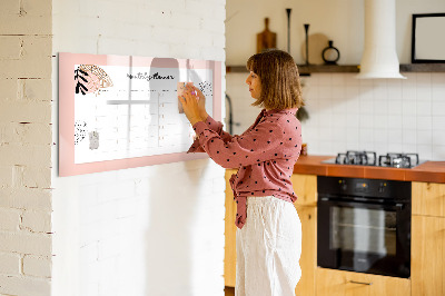 Pizarra magnética de pared con rotulador Planificador mensual con espacio para fotos