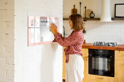 Pizarra magnética de pared con rotulador Planificador mensual con espacio para fotos