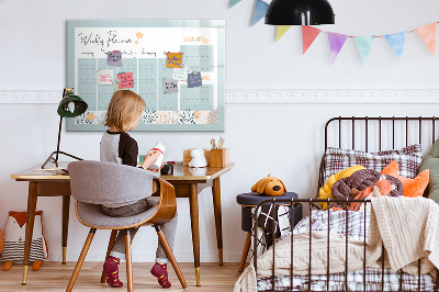 Pizarra magnética de pared con rotulador Planificador semanal con espacio para fotos
