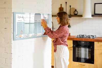 Pizarra magnética de pared con rotulador Planificador semanal con espacio para fotos